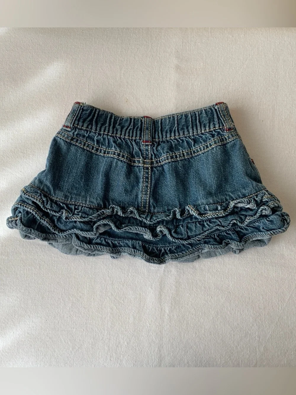2009 Gymboree Poppy Love Boston Terrier Puppy Dog Embroidered Denim Skirt 18-24M